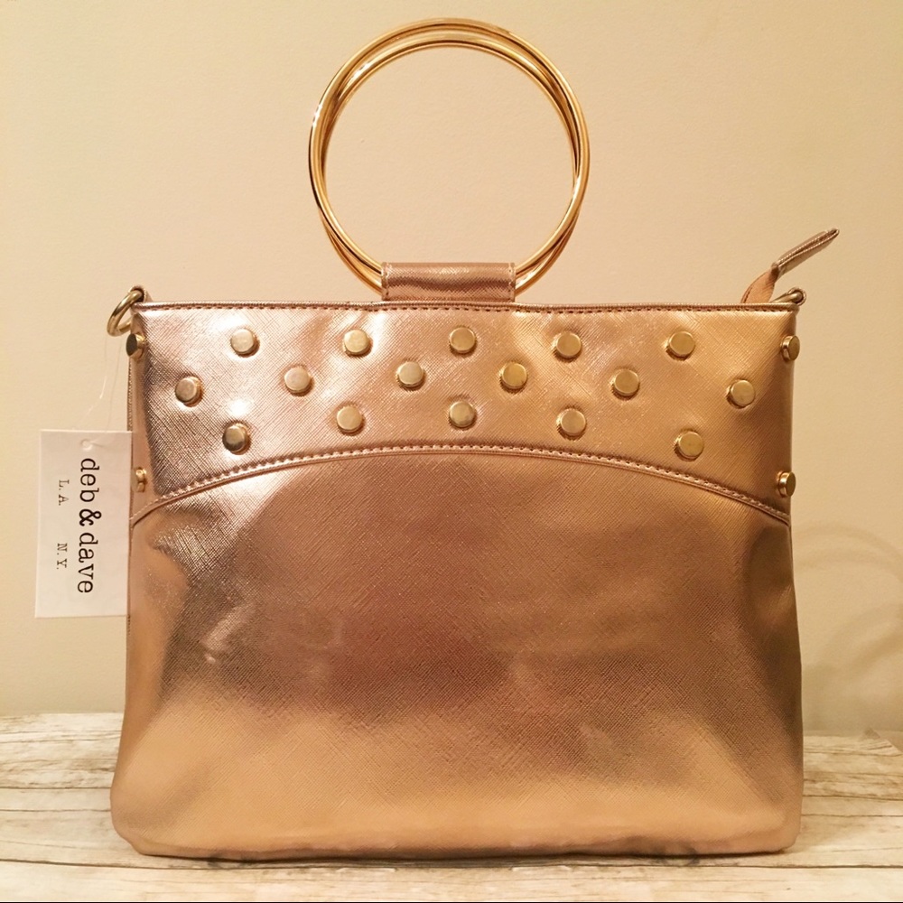 Deb & Dave LA NY Rose Gold Metallic Clutch